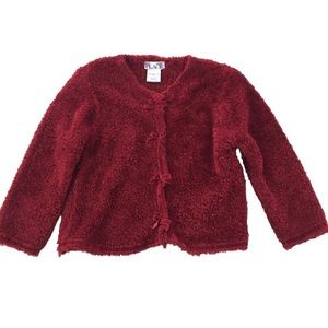 Children's Place Red Snap Front Red Cardigan Sweater Sz 36 M / 3 yr